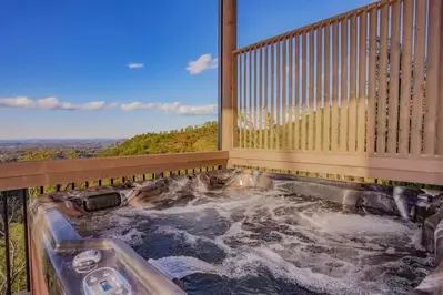 hot tub at a cabin in the Smoky Mountains