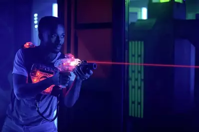 man playing laser tag