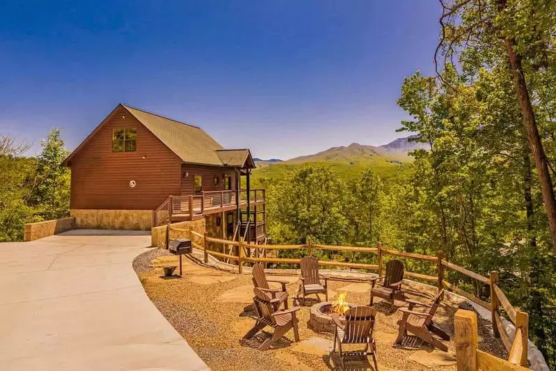 fire pit outside of a Gatlinburg cabin