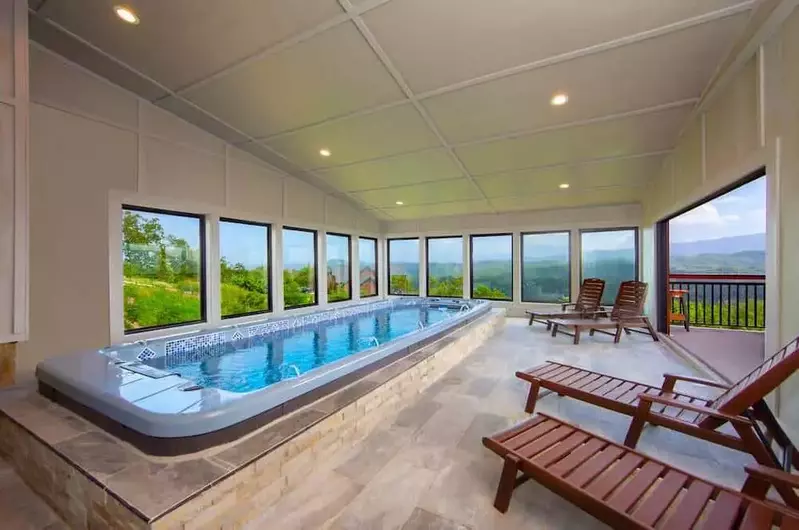 Splashing at the Bluff cabin with indoor pool