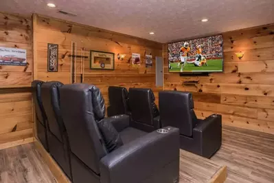 home theater room in a gatlinburg cabin