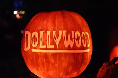 dollywood carved into a pumpkin