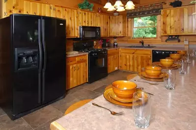 kitchen in one of the 4 bedroom cabins in Gatlinburg TN