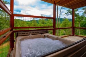 hot tub at cabin in the smokies